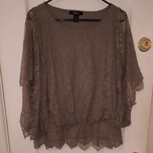 Style & Co. | Taupe Lace Blouse